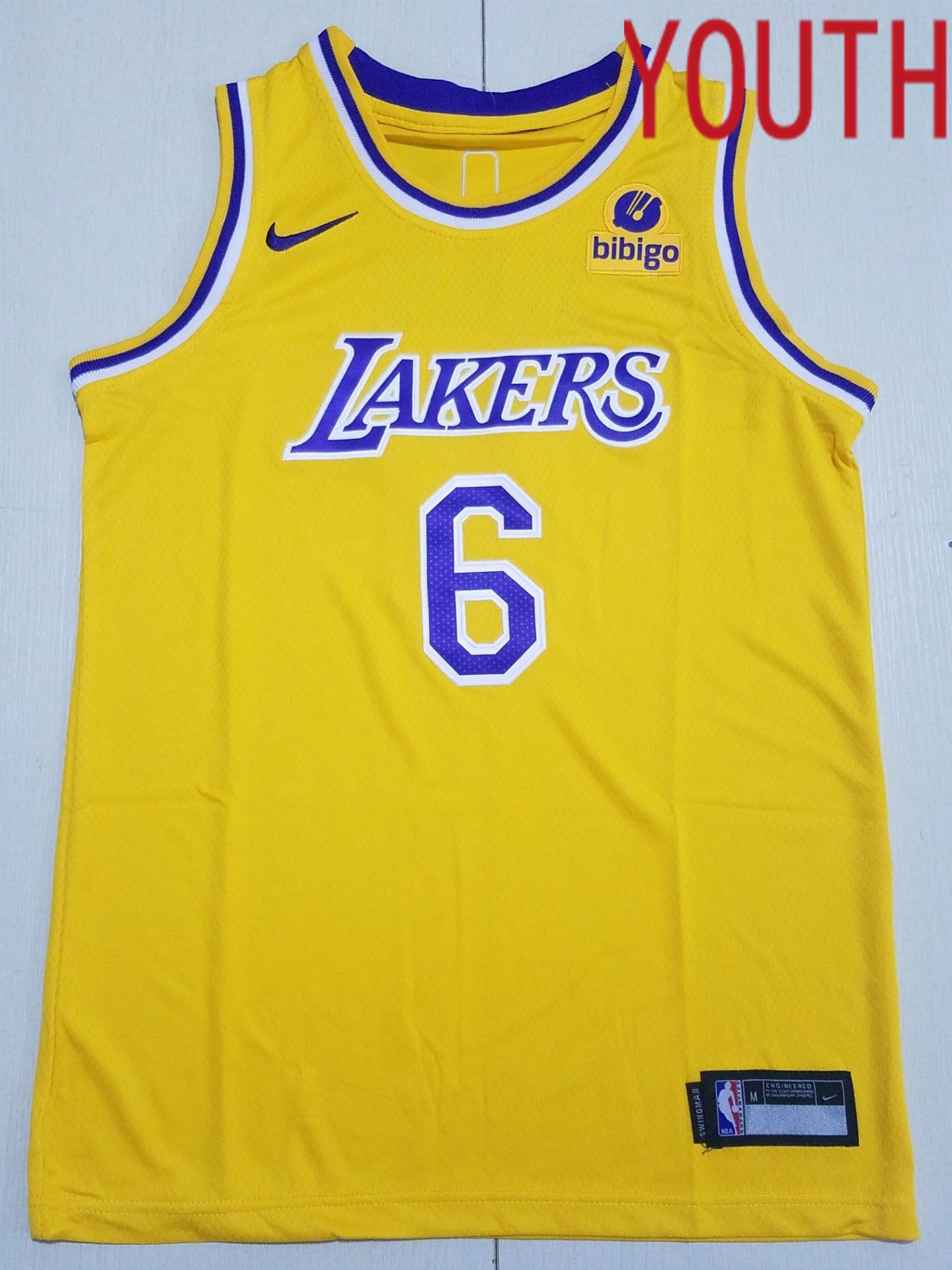 Youth Los Angeles Lakers #6 James Yellow Nike 2022 NBA Jersey->youth nba jersey->Youth Jersey
